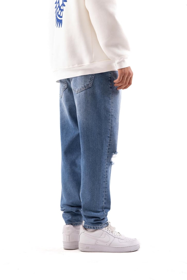 Ripped Detay Koyu Mavi Regular Jean