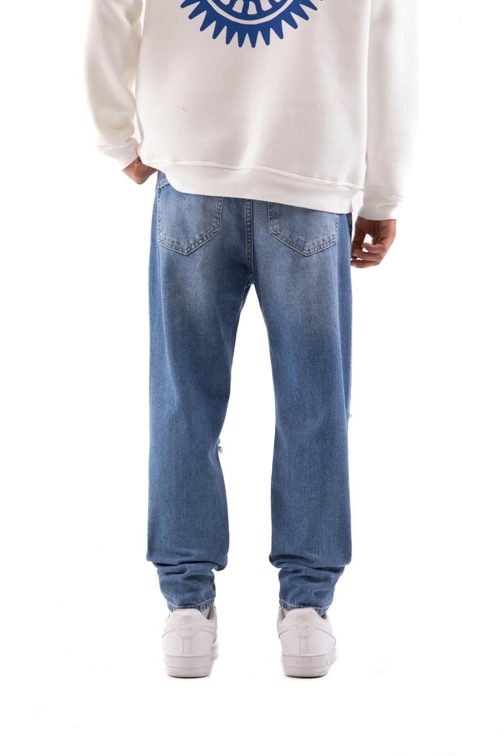 Ripped Detay Koyu Mavi Regular Jean