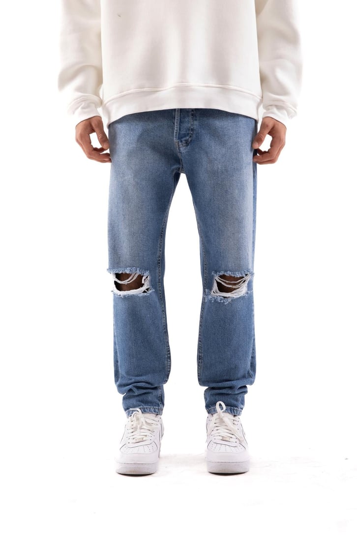 Ripped Detay Koyu Mavi Regular Jean