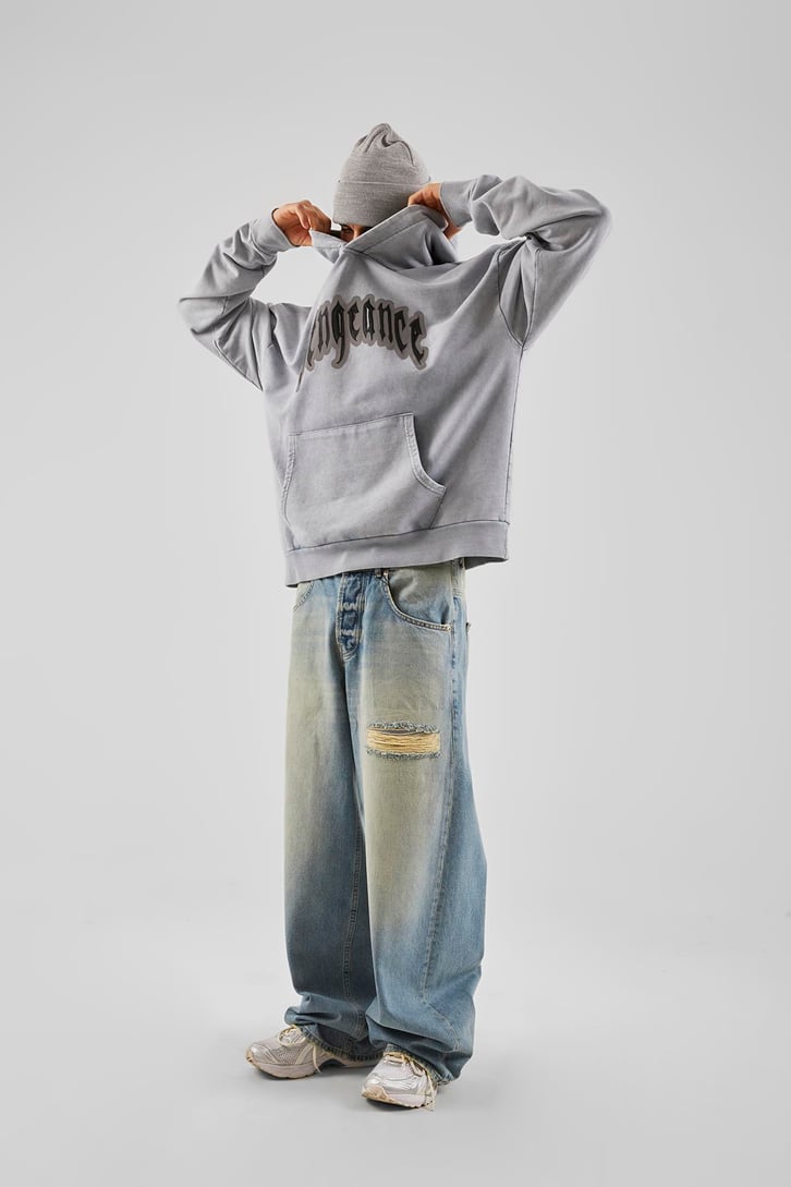 Ripped Detay Mavi Baggy Jean