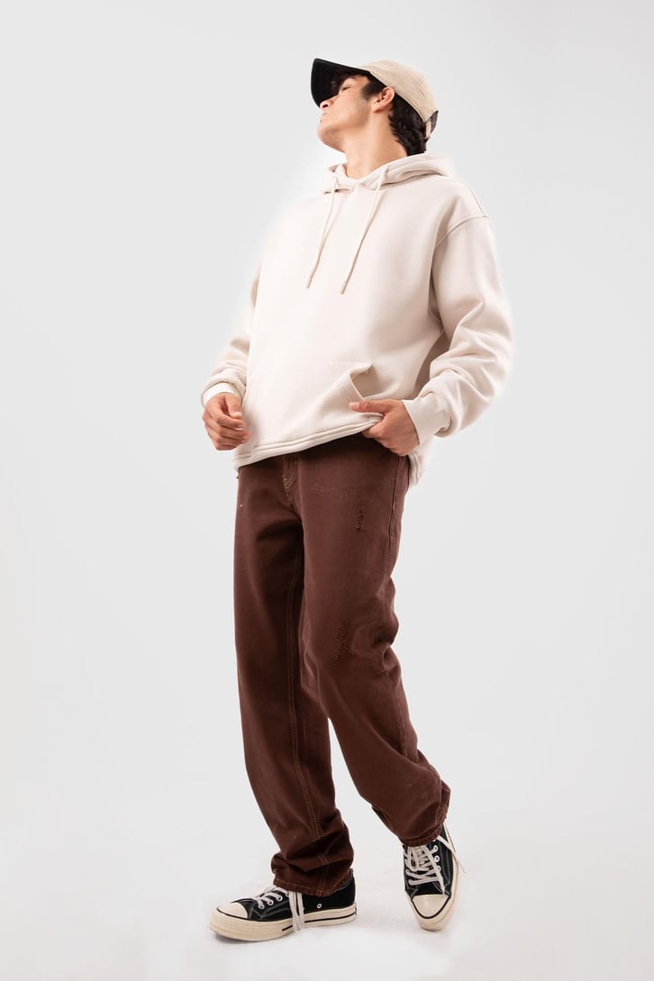 Ripped Kahverengi Baggy Pantolon