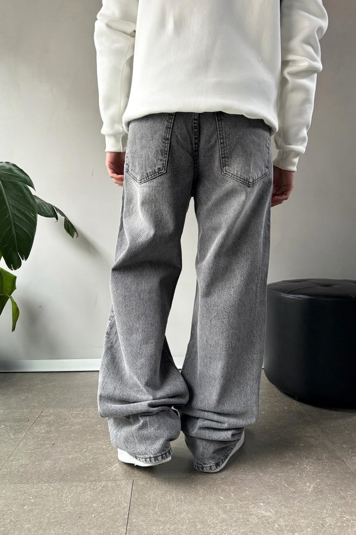 Ripped Yıkamalı Siyah Baggy Jean