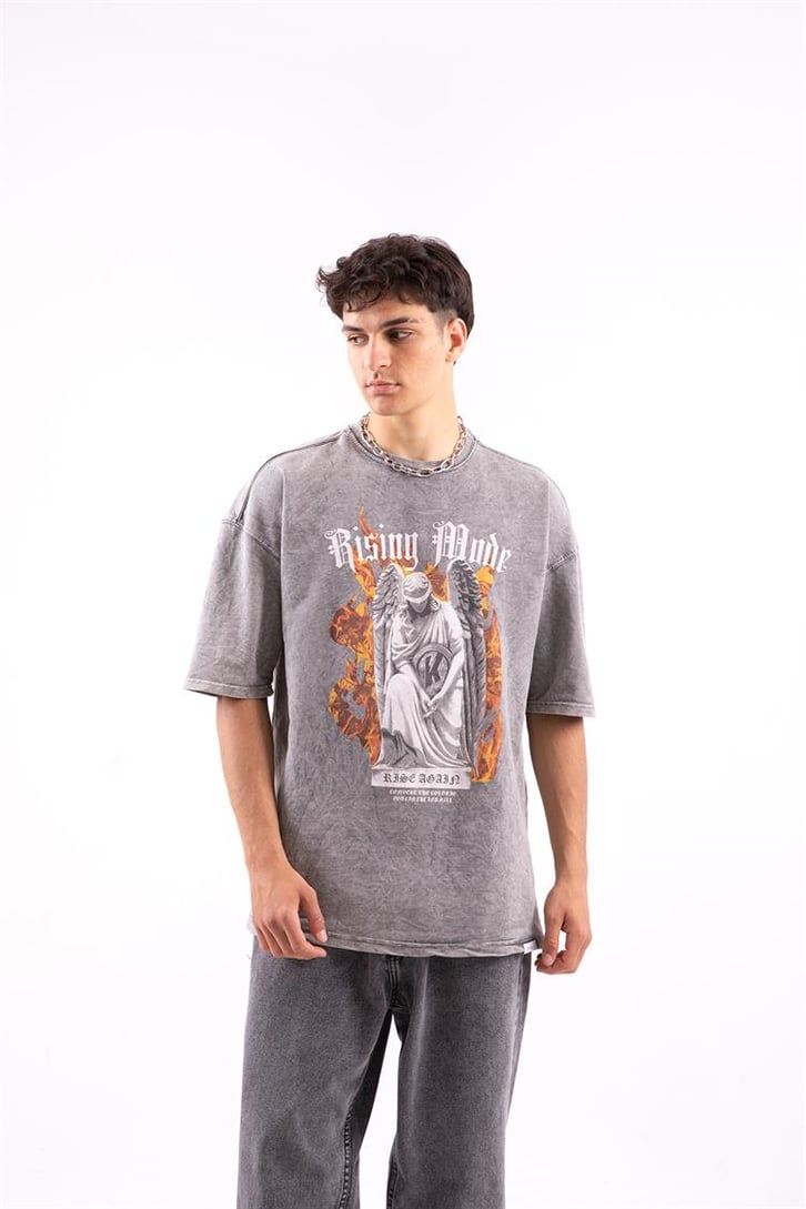 Rising Made Statue Acid Wash Oversize Tshirt