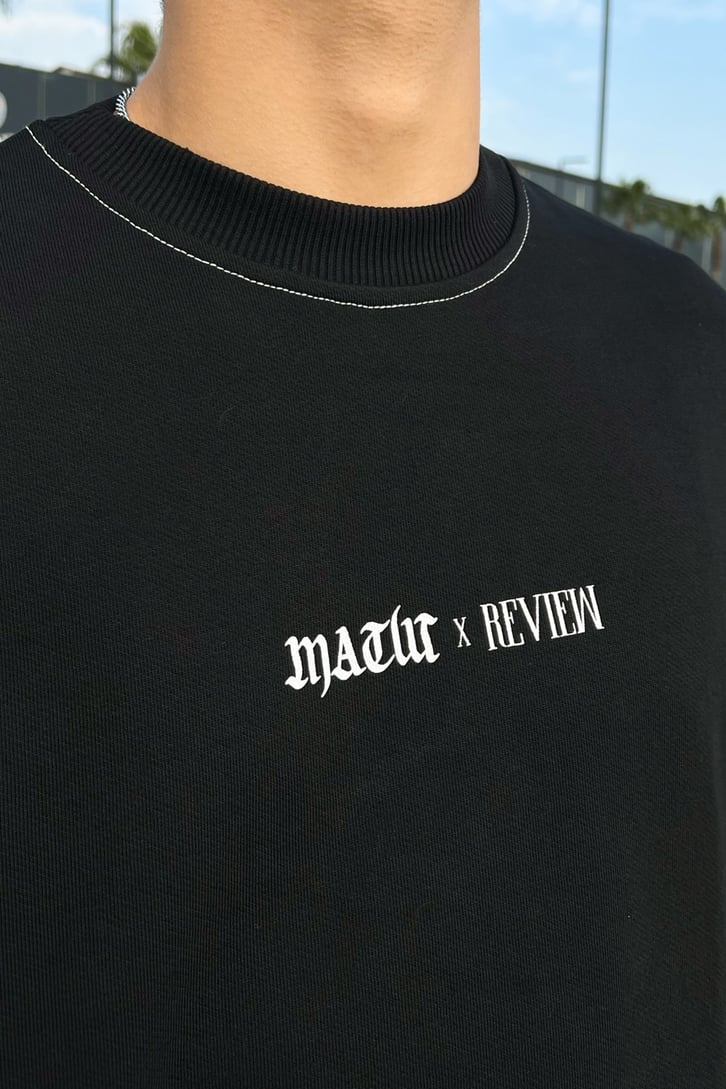 Rv Againts The World Sırt Baskılı Siyah Sweatshirt