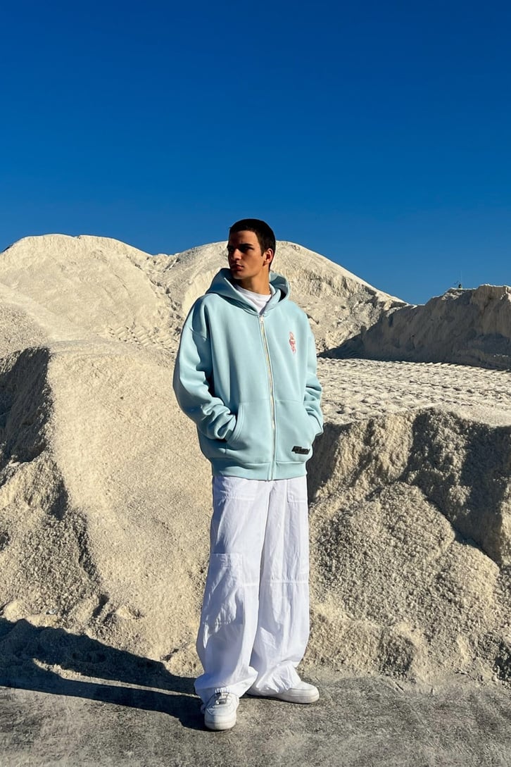 Rv Baskìlì Bebek Mavisi Zipper Hoodie