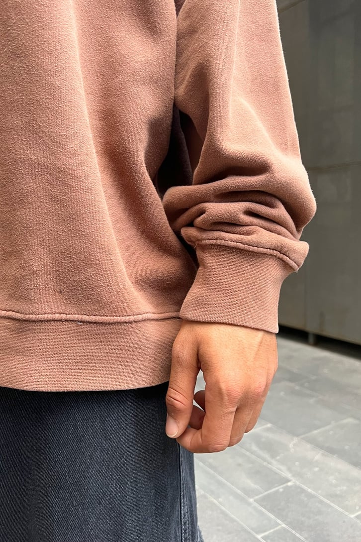 Rv Nakışlı Kahverengi Oversize Sweatshirt