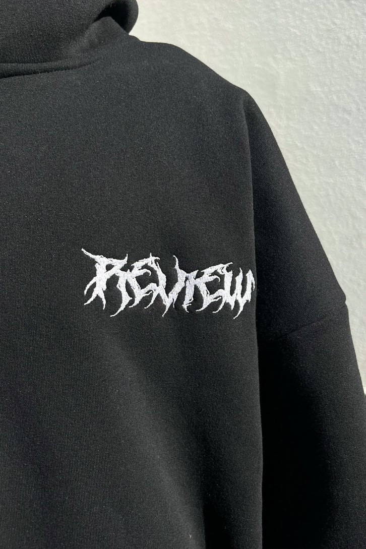 Rv Nakışlı Siyah Zipper Sweatshirt