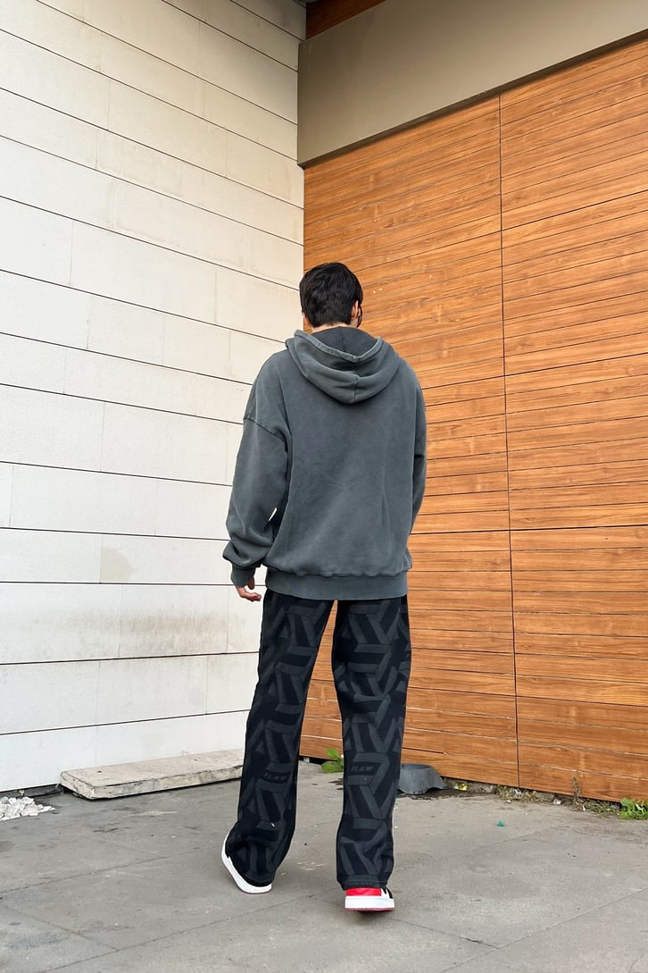 RV Nakışlı Zipper Oversize Sweathirt