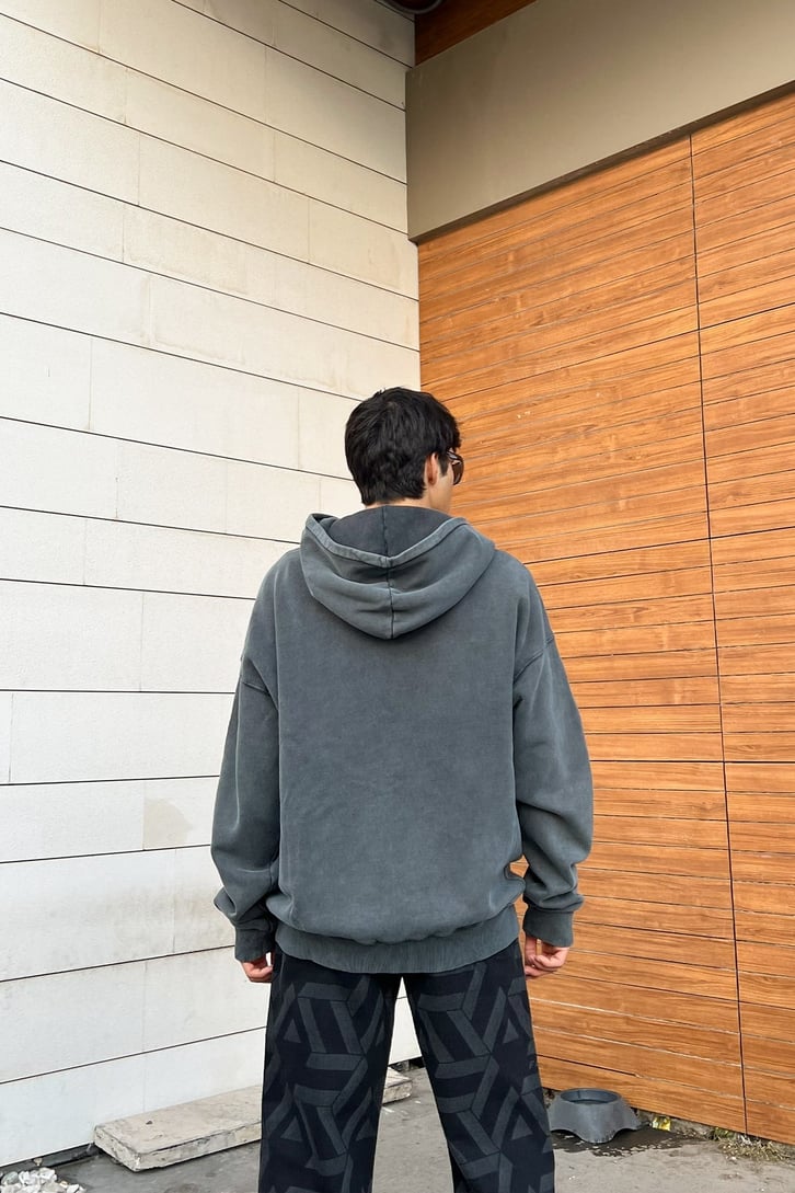 RV Nakışlı Zipper Oversize Sweathirt