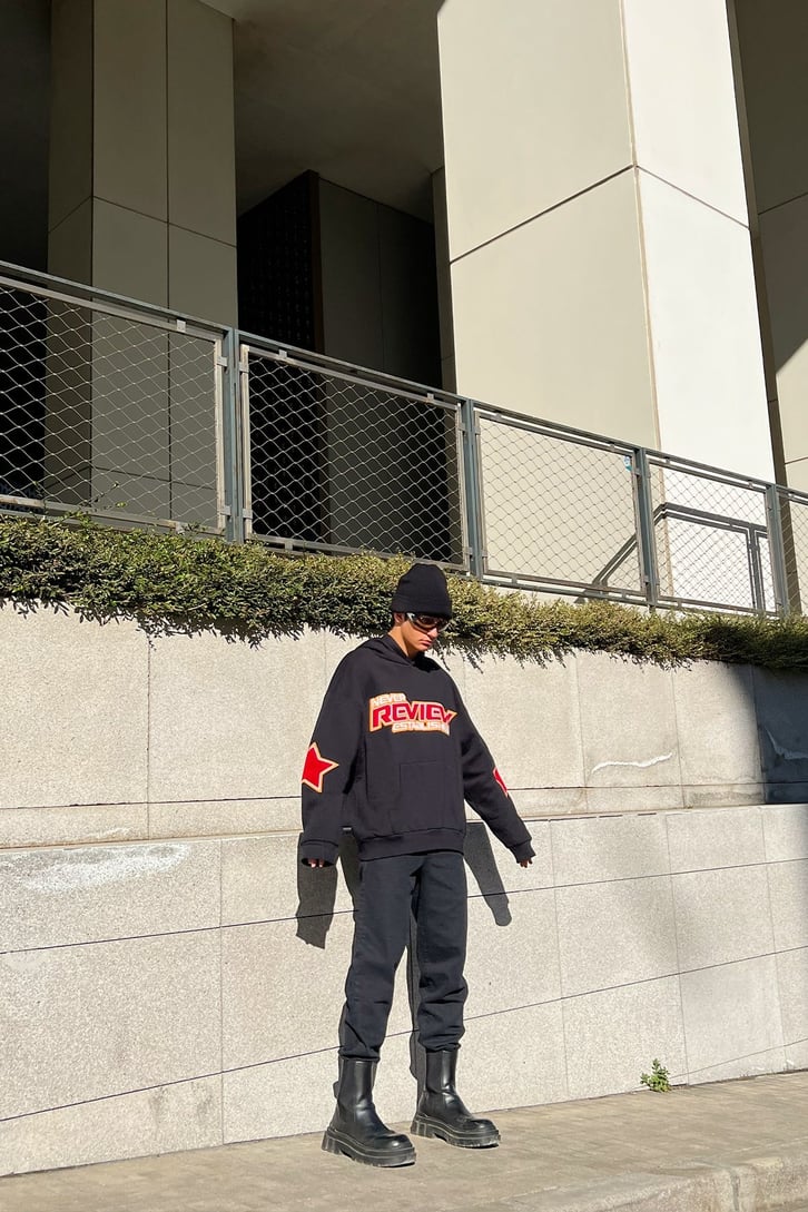 Rv Never Star Nakışlı Siyah Oversize Sweatshirt