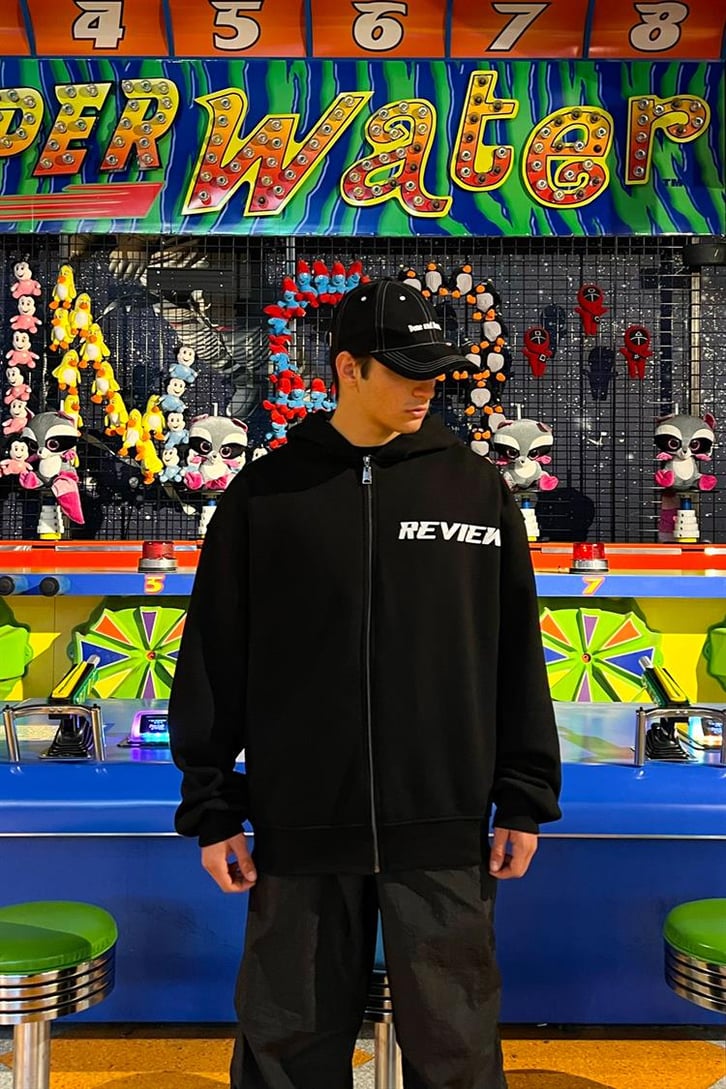 Rv Sırt Baskılı Siyah Oversize Zipper Hoodie