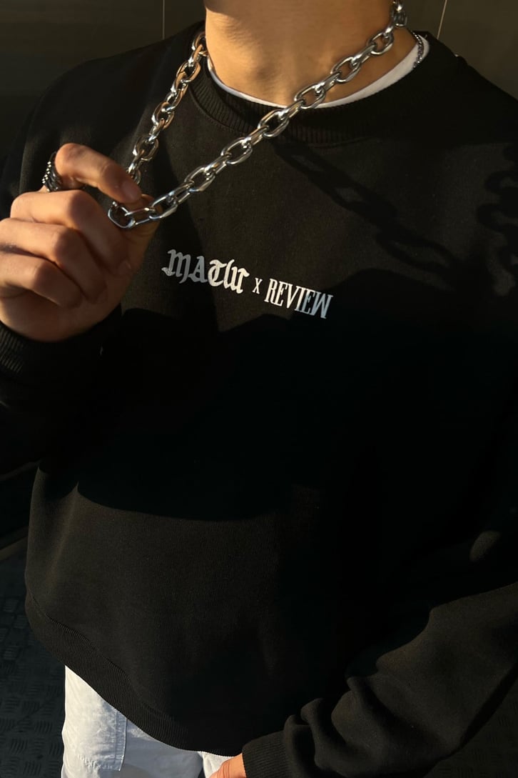 Rv Spider Sırt Baskılı Siyah Oversize Sweatshirt