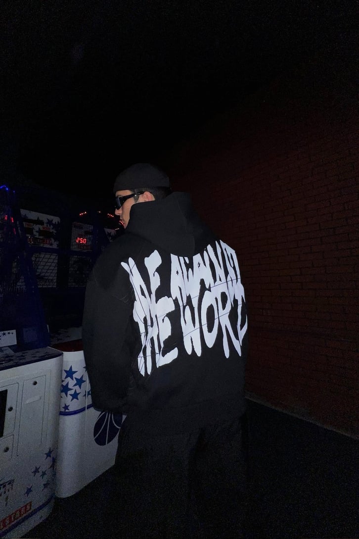 Rv Spider World Baskılı Siyah Zipper Hoodie