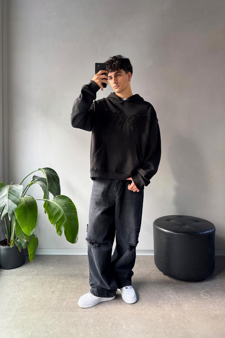 Rw Nakışlı Oversize Hoodie