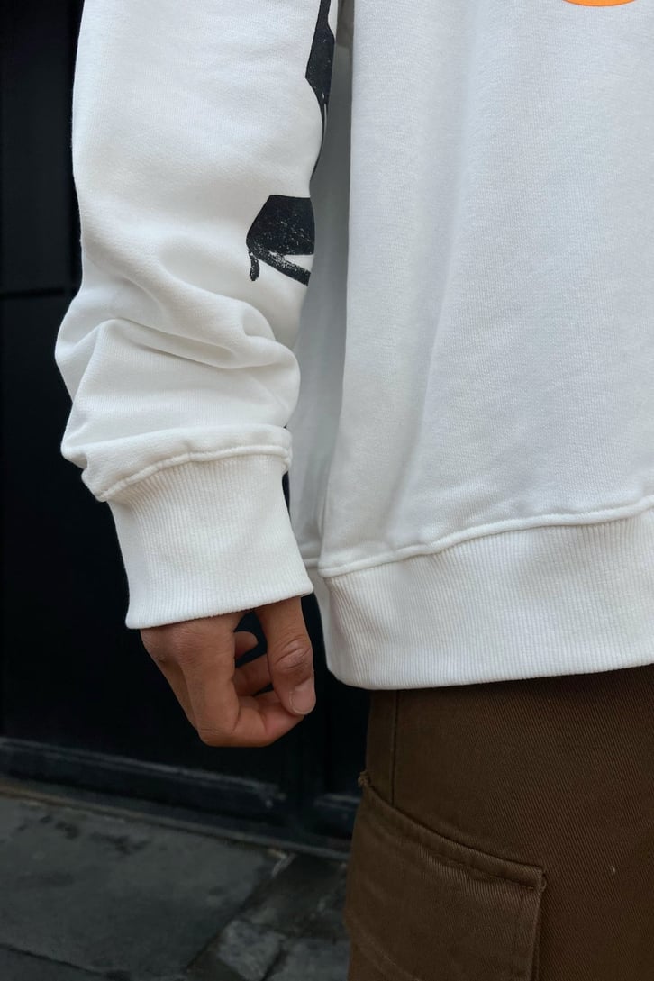 Ryla Baskılı Ekru Oversize Sweatshirt