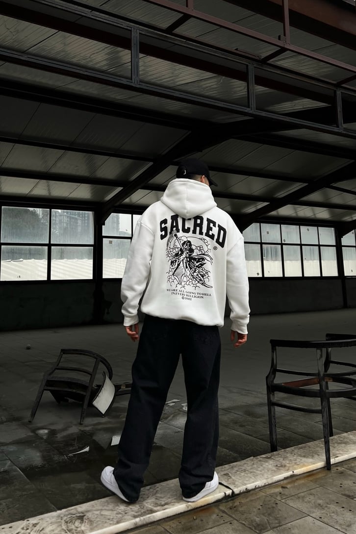 Sacred Sırt Baskılı Overesize Hoodie