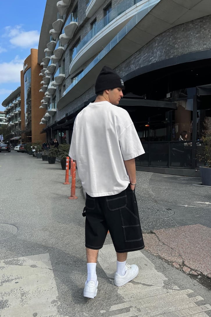 Saercow Baskılı Beyaz Oversize Tişört