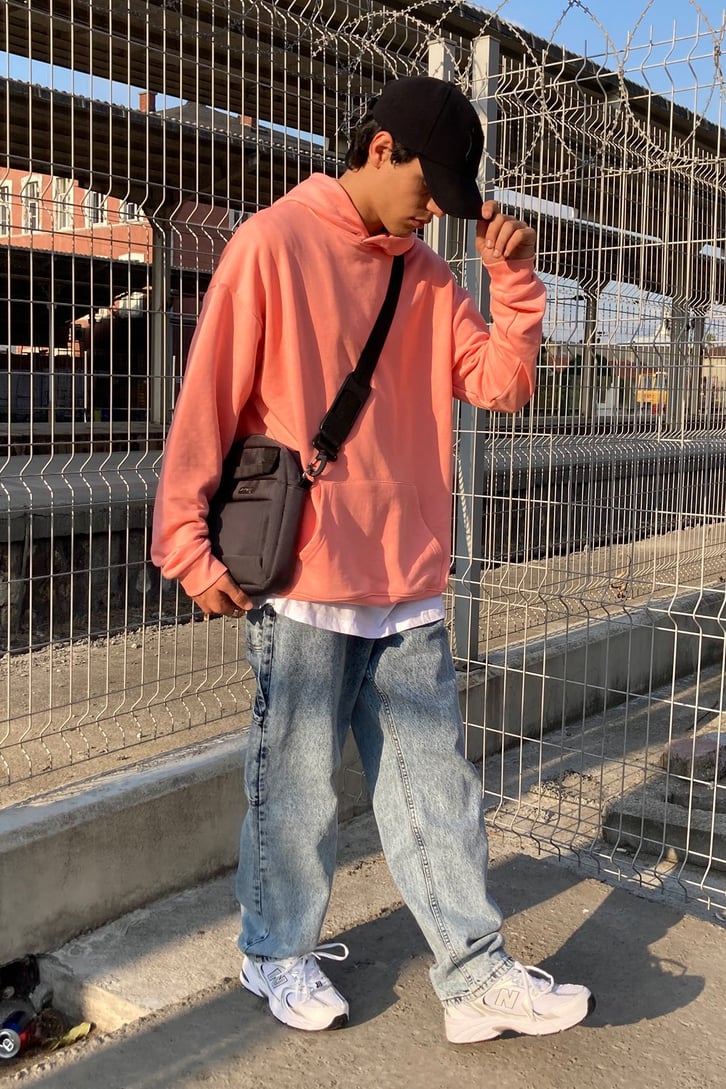 Salmon Pink Basic Hoodie