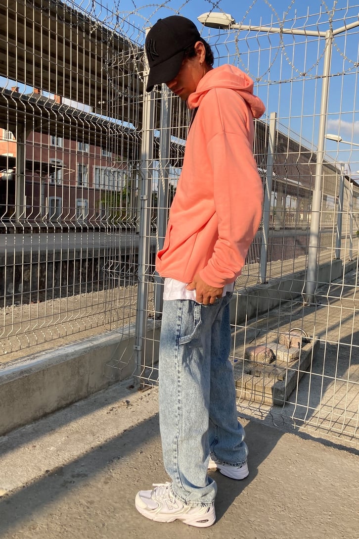 Salmon Pink Basic Hoodie