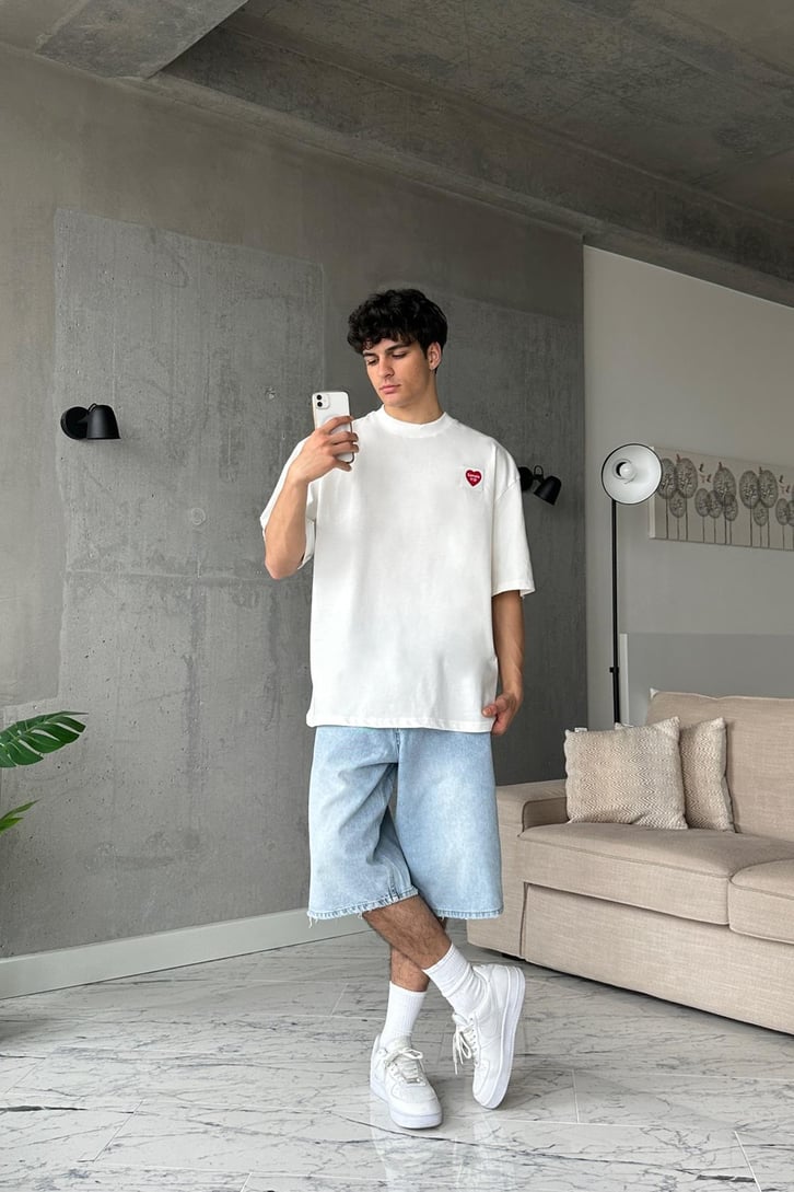 Sample Wıp Nakışlı Bebek Mavisi Oversize Tişört