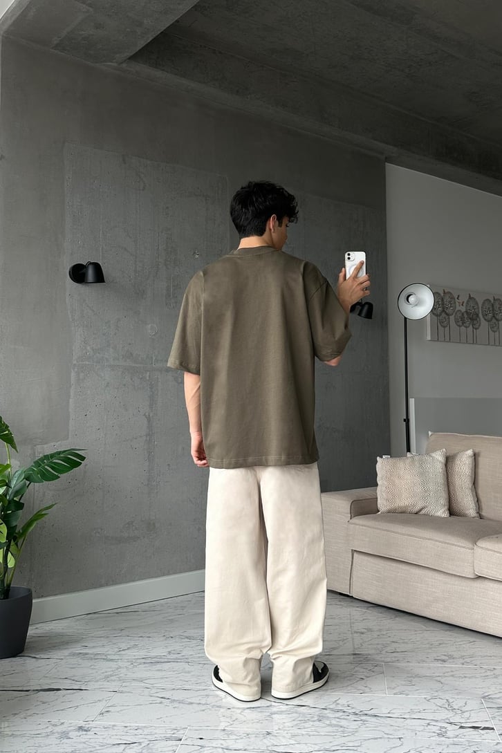 Sample Wıp Nakışlı Haki Oversize Tişört