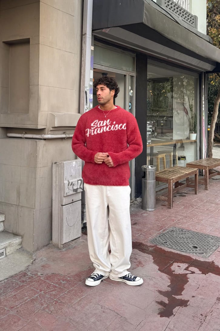 San Francisco Nakışlı Peluş Kazak