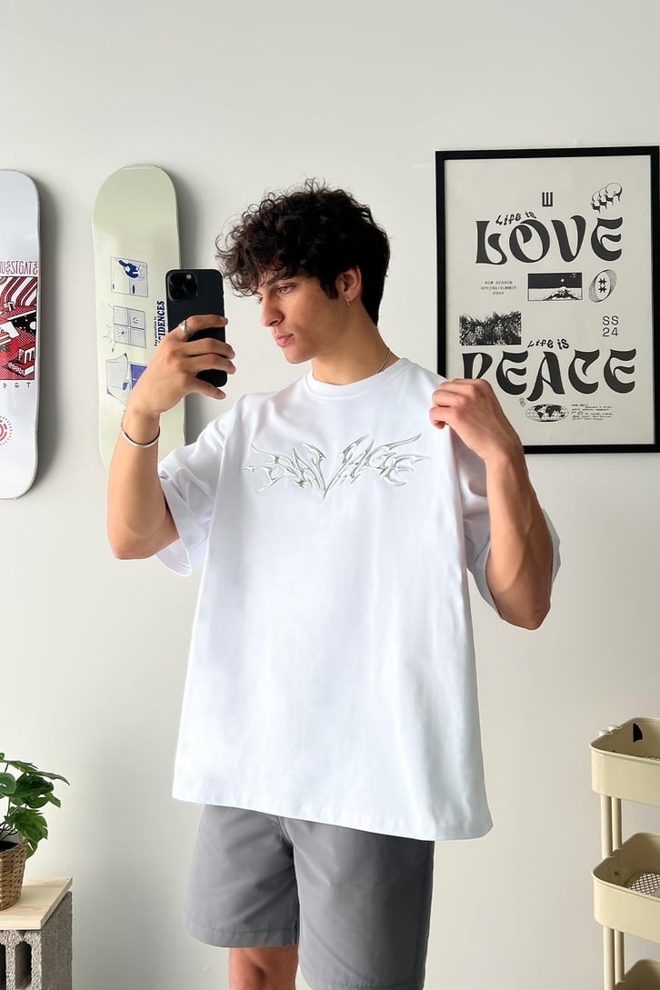 Savage Puff Baskılı Oversize Tişört