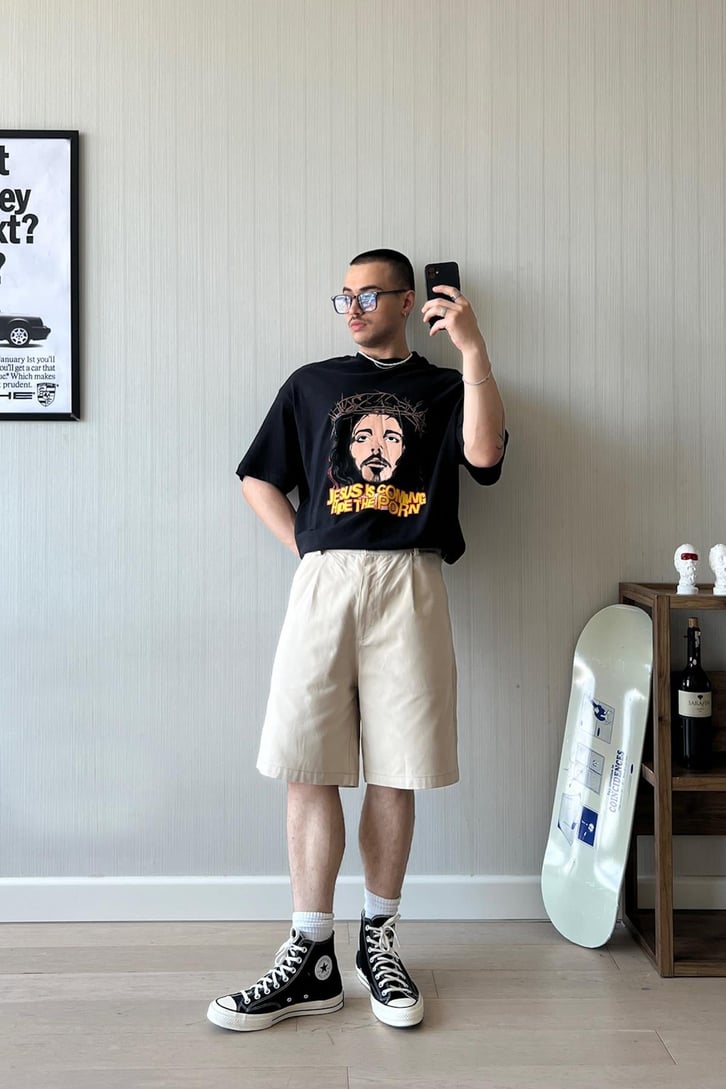 Save the Jesus Baskılı Oversize Tişört