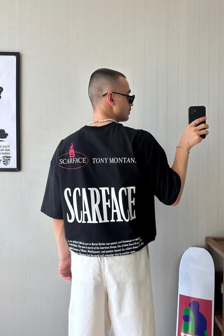 Scarface Baksılı Oversize Tişört