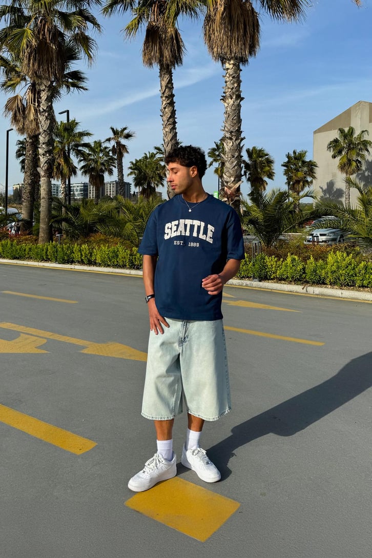 Seattle Nakışlı Oversize Tişört