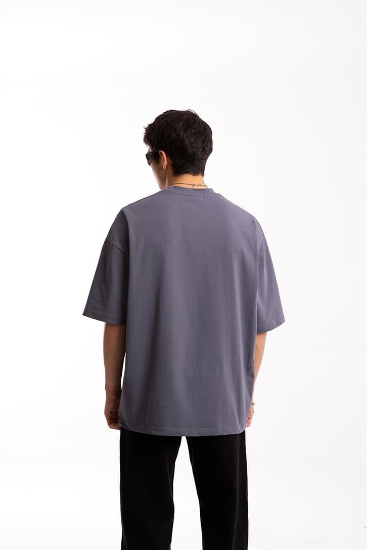 Secret Arabic Nakışl Füme Oversize Tshirt