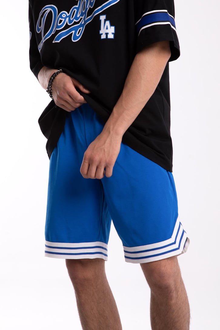 Şeritli Basic Saks Mavisi Şort