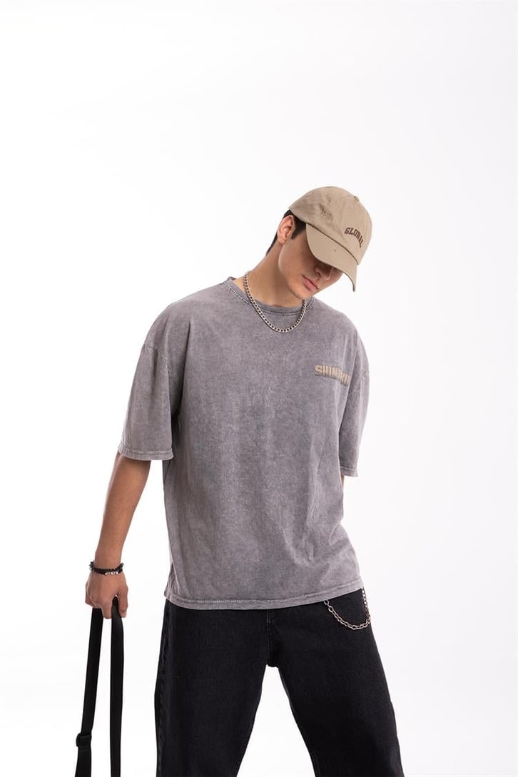 Shinjuku Baskılı Acid Wash Oversize Tişört