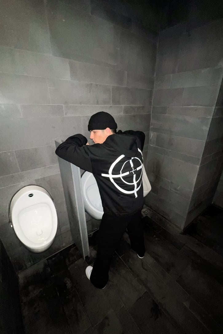 Shooot Nakışlı Zipper Siyah Hoodie