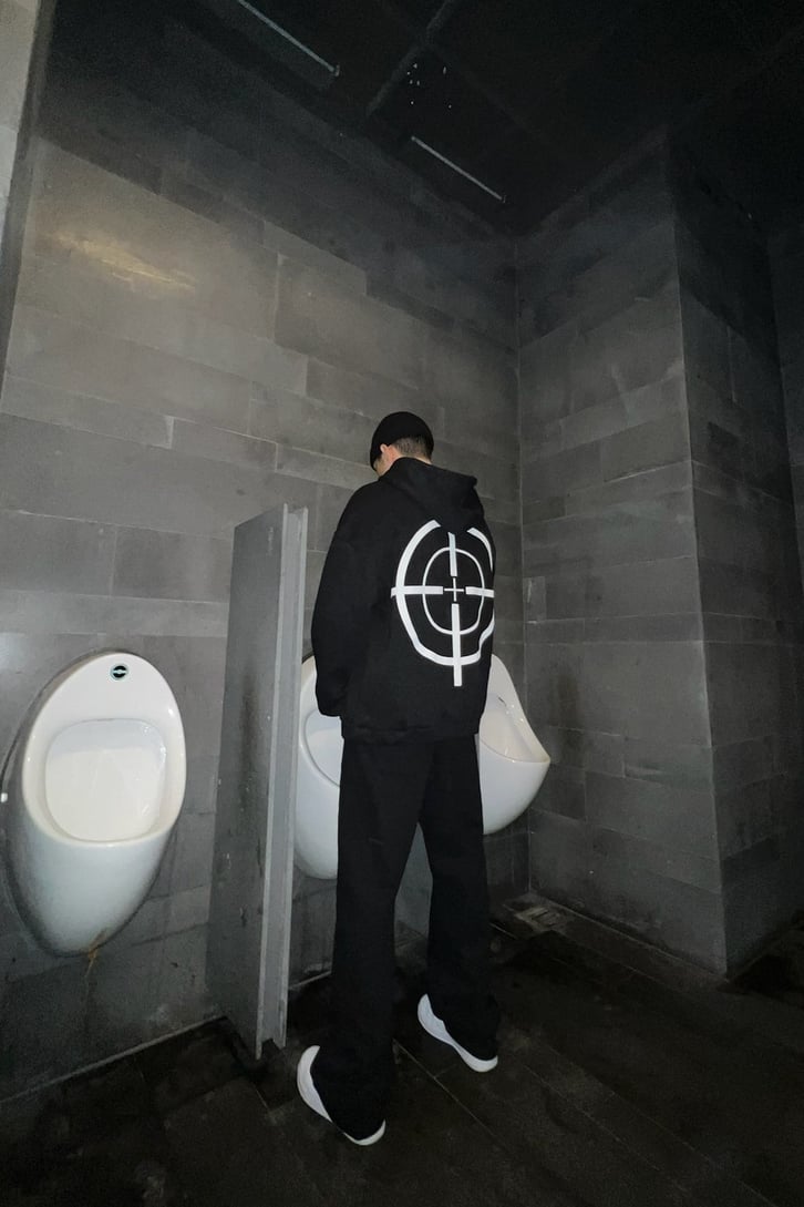 Shooot Nakışlı Zipper Siyah Hoodie