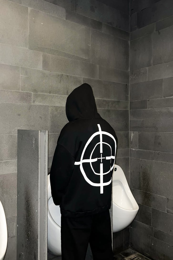 Shooot Nakışlı Zipper Siyah Hoodie