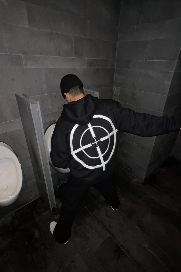 Shooot Nakışlı Zipper Siyah Hoodie
