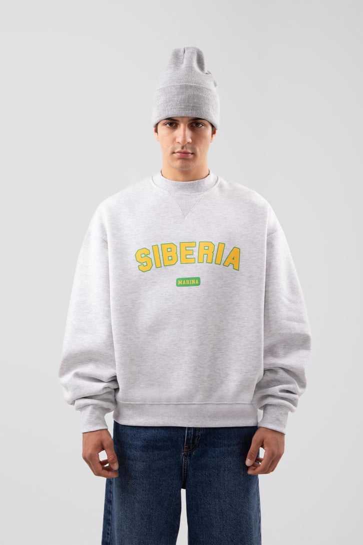 Siberia Marina Print Karmelanj Oversize Sweatshirt