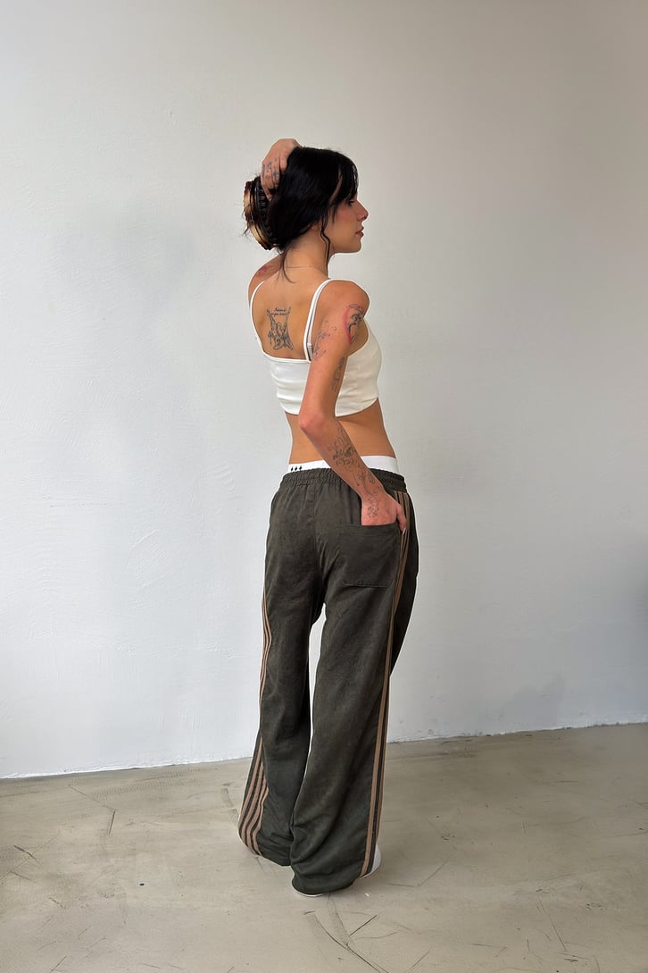 Side Stripe Velour Track Pants