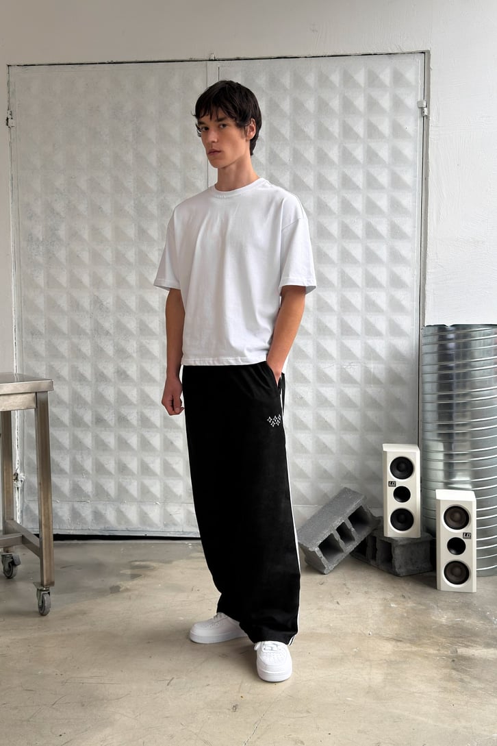 Side Stripe Velour Track Pants