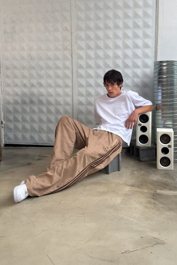Side Stripe Velour Track Pants