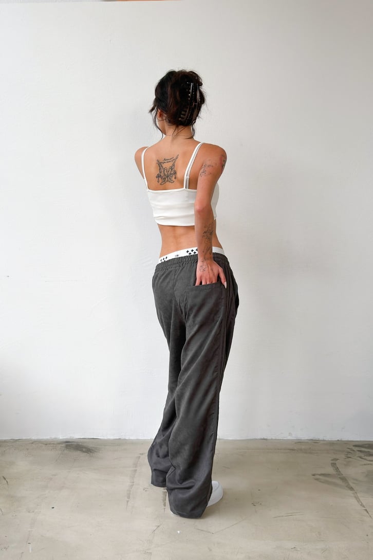 Side Stripe Velour Track Pants