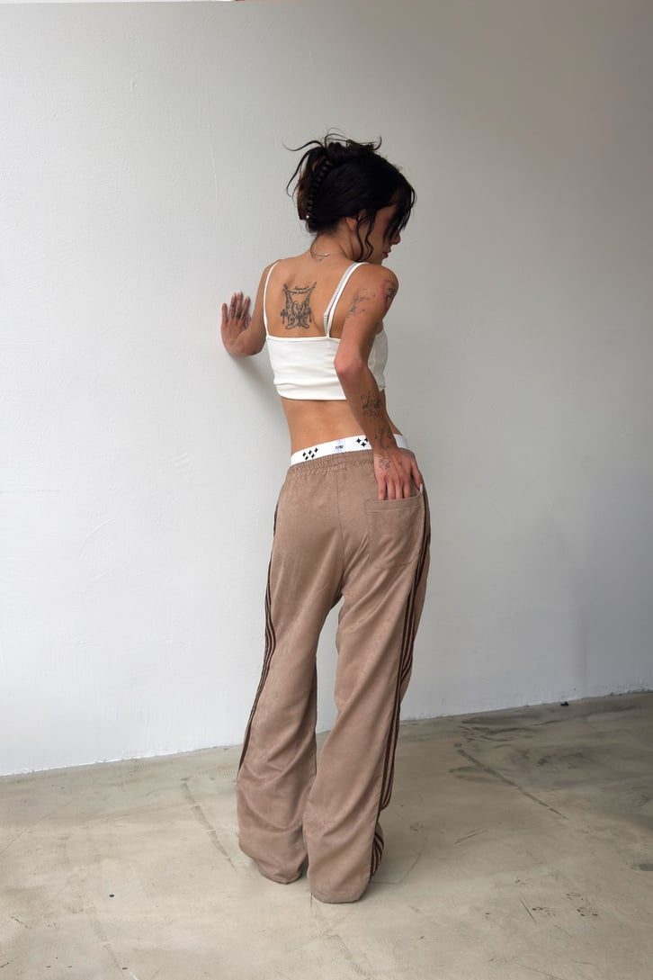 Side Stripe Velour Track Pants