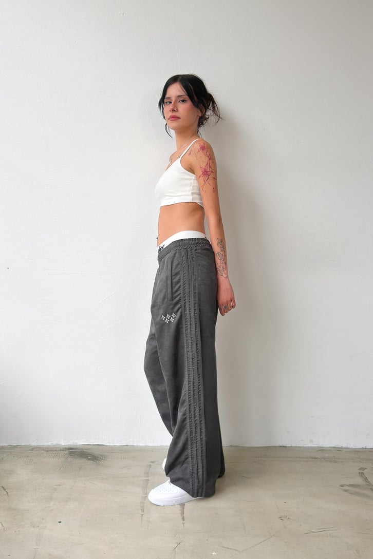 Side Stripe Velour Track Pants