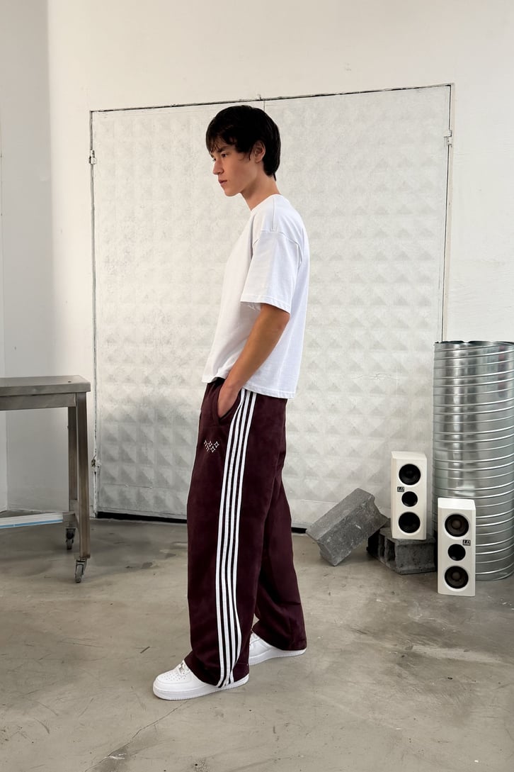 Side Stripe Velour Track Pants
