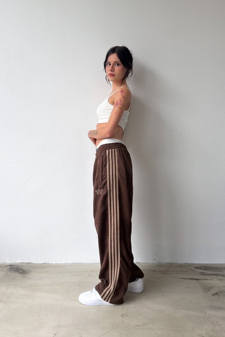 Side Stripe Velour Track Pants