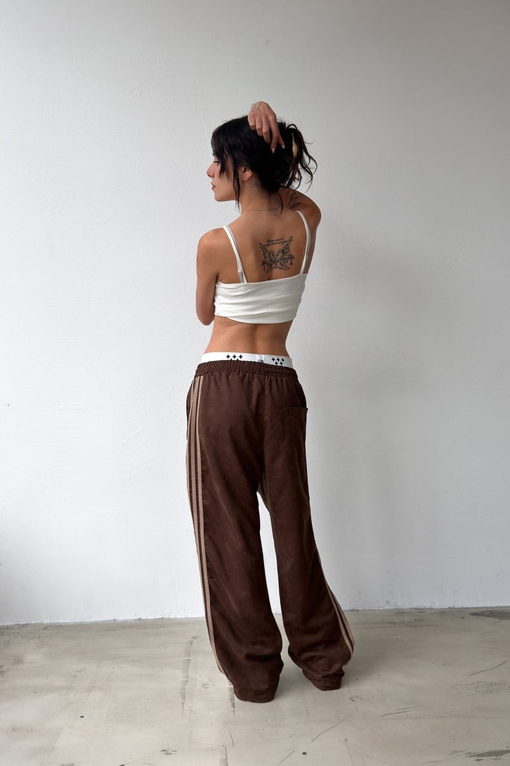 Side Stripe Velour Track Pants