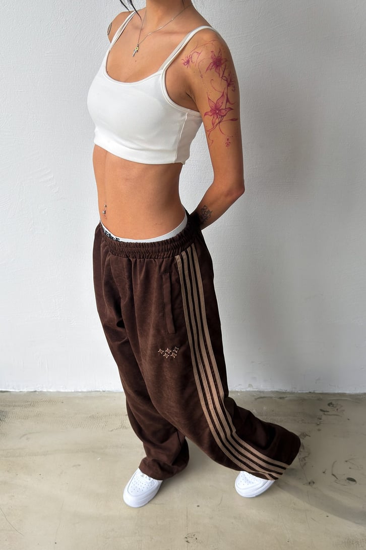 Side Stripe Velour Track Pants