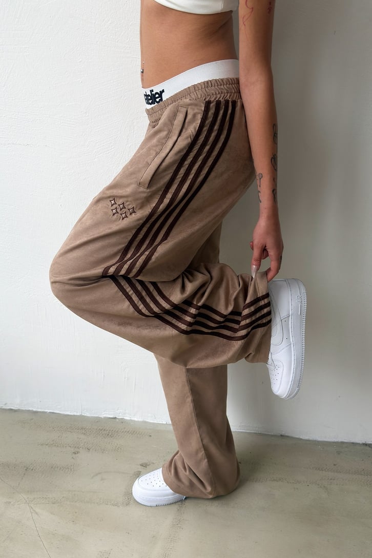 Side Stripe Velour Track Pants