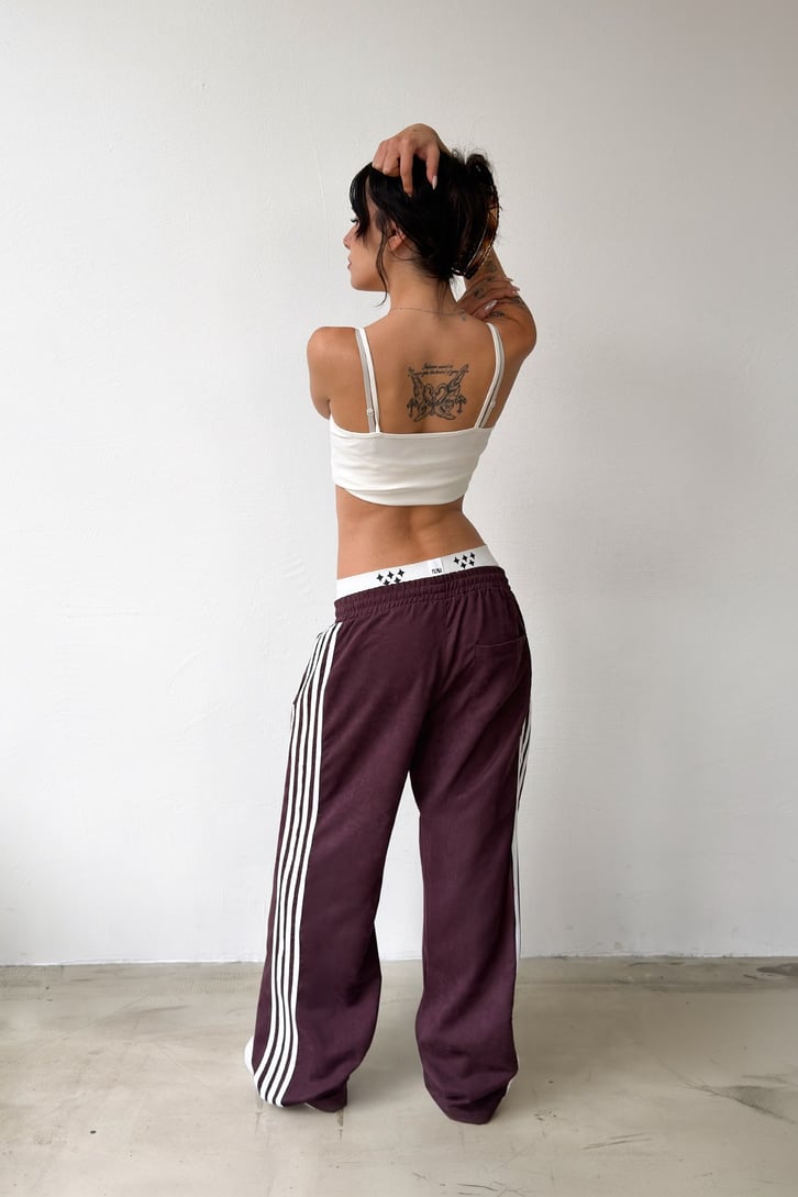 Side Stripe Velour Track Pants